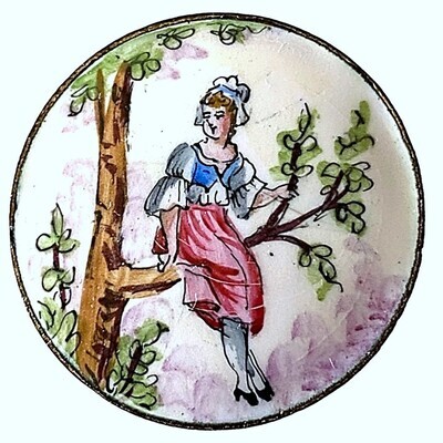 A lovely 19th century figural enamel button!
