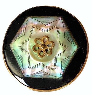 An exquisite pearl and black glass in metal button!