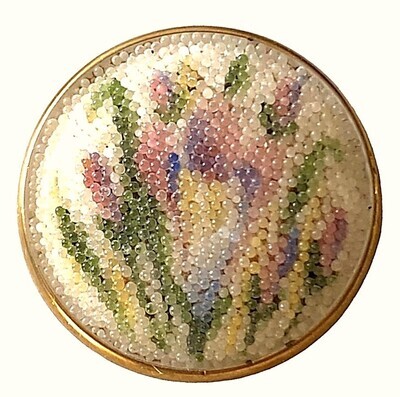 A beautiful medium pictorial Coralene Glass button!