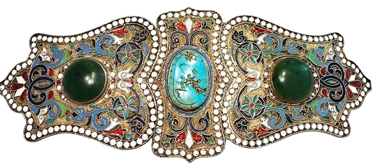 A MAGNIFICENT LARGE ENAMEL BUCKLE FROM THE 19TH CENTURY!