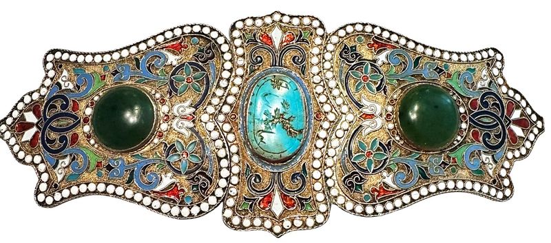 A MAGNIFICENT LARGE ENAMEL BUCKLE FROM THE 19TH CENTURY!