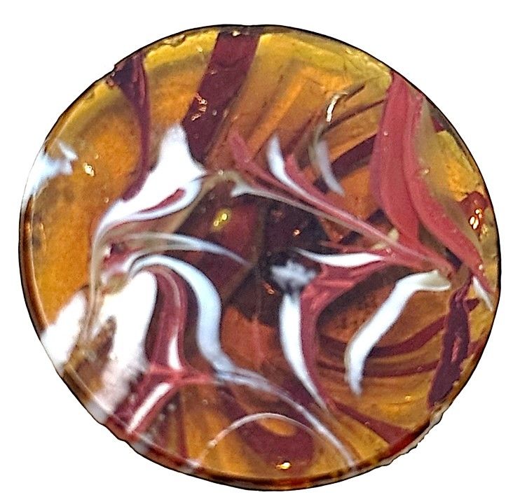 A VERY RARE LARGE 18TH CENTURY COLORFUL GLASS BUTTON!