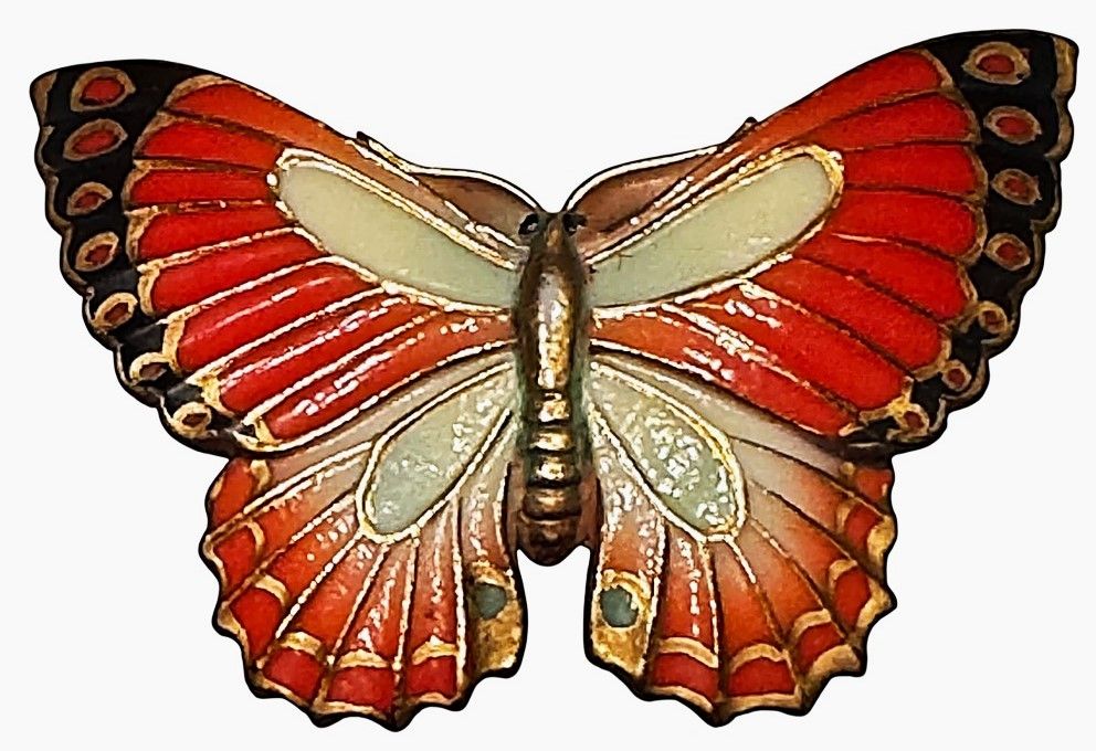 A large Japanese Arita Porcelain Butterfly Button!