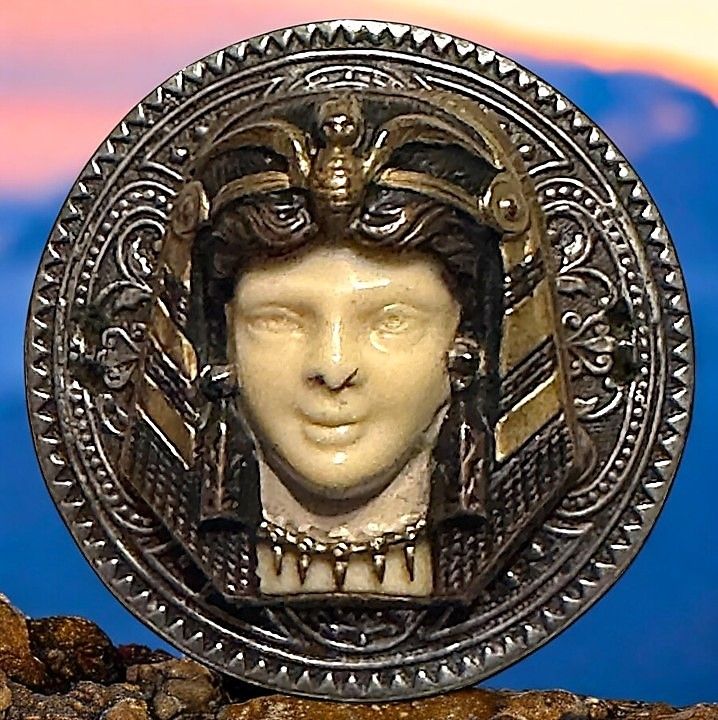 A RARE large Egyptian themed Ivoroid button!