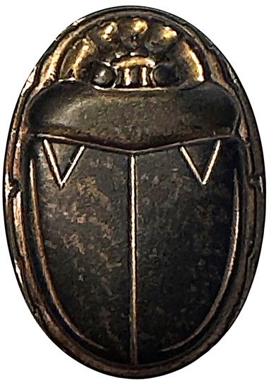 An early 20th century oval black glass scarab button!