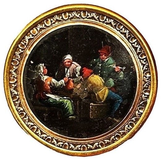 An exquisite and rare 18th century under glass button!