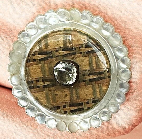 A beautiful pattern under glass 18th century pearl with paste pin shank-Pristine!