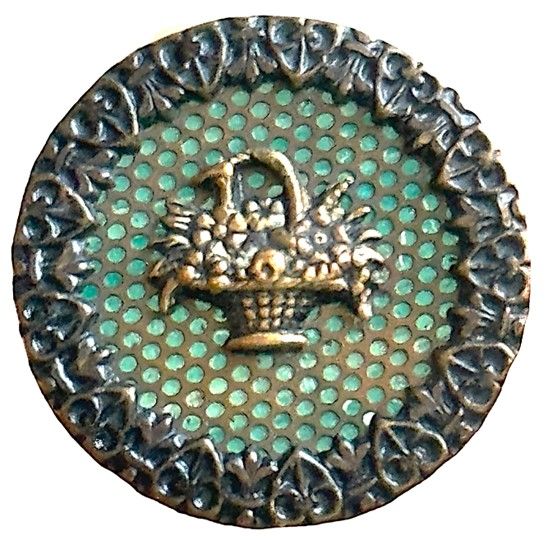 A very cool large 19th century green tint screen background button!