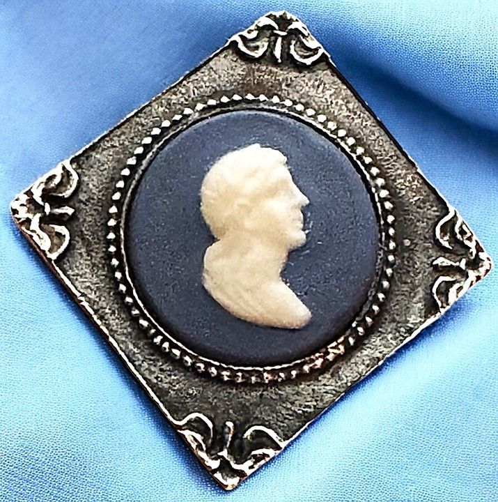 A scarce Square French Jasperware 19th century Button!