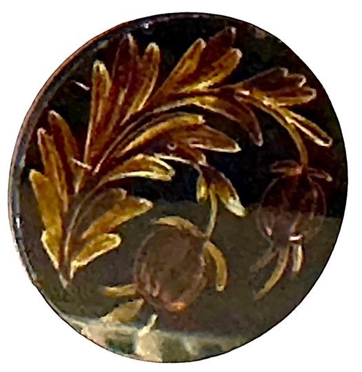 A Rare 19th century Black Glass Design Under Glass Fruit!