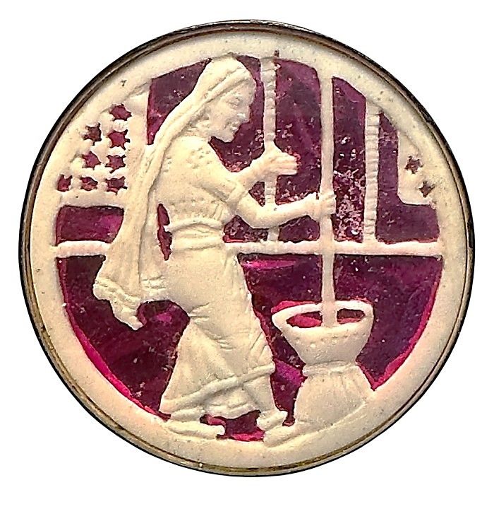 A large Dieppe style cutout Ivory over foil button from the Motiwala Studios.