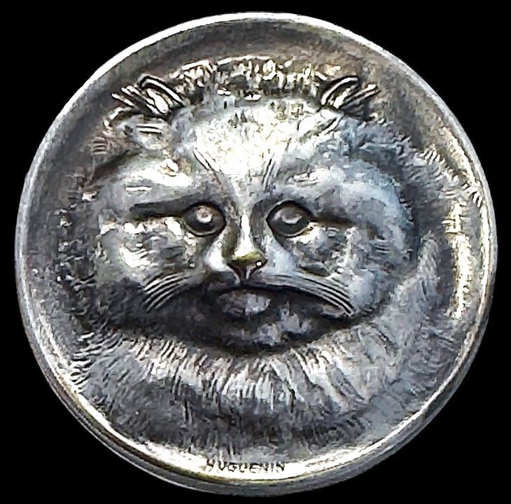 A beautiful large silver Cat button!