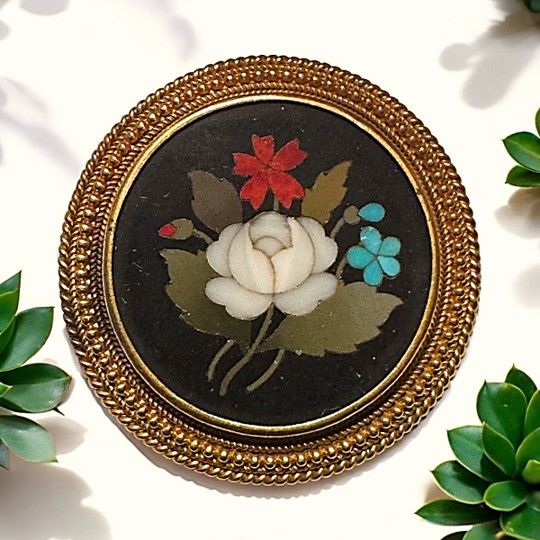 A gorgeous large Pietra Dura Button!