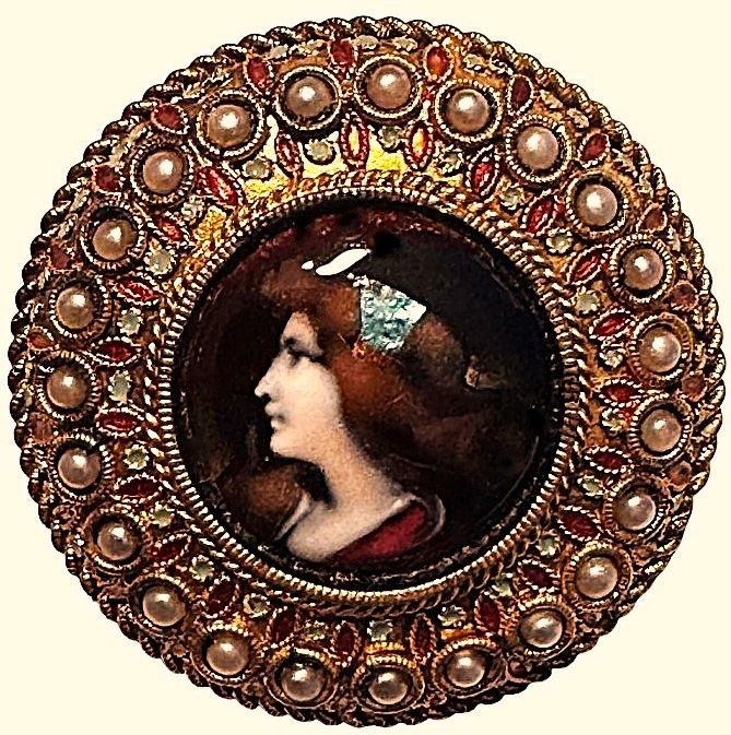 Limoge Pre-Raphaelite Enamel lady!