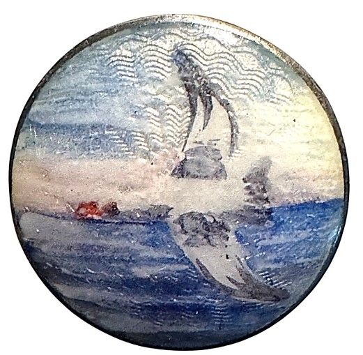A beautiful 19th century colorful enamel button!