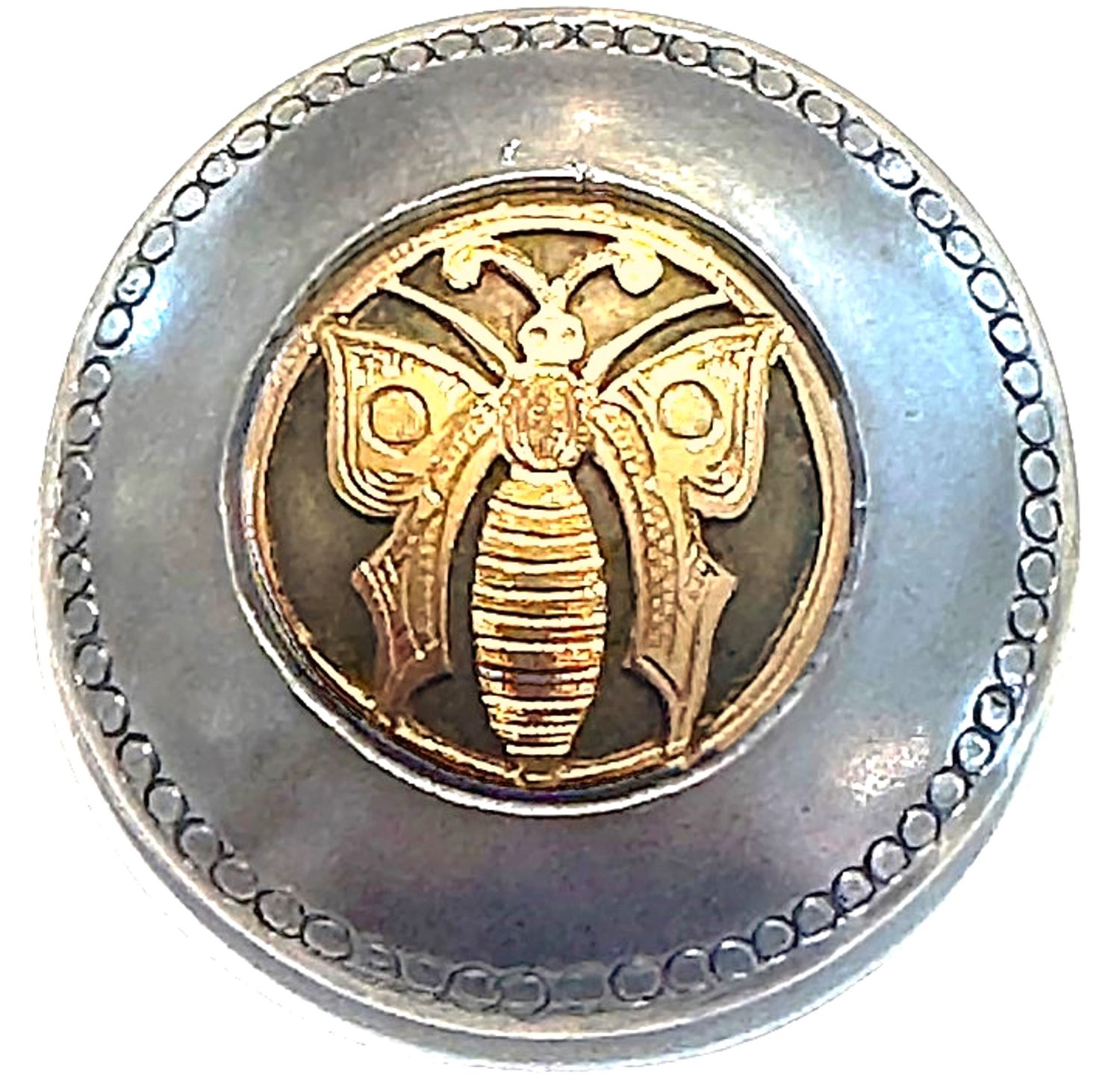 An exquisite silver and GOLD Butterfly button!