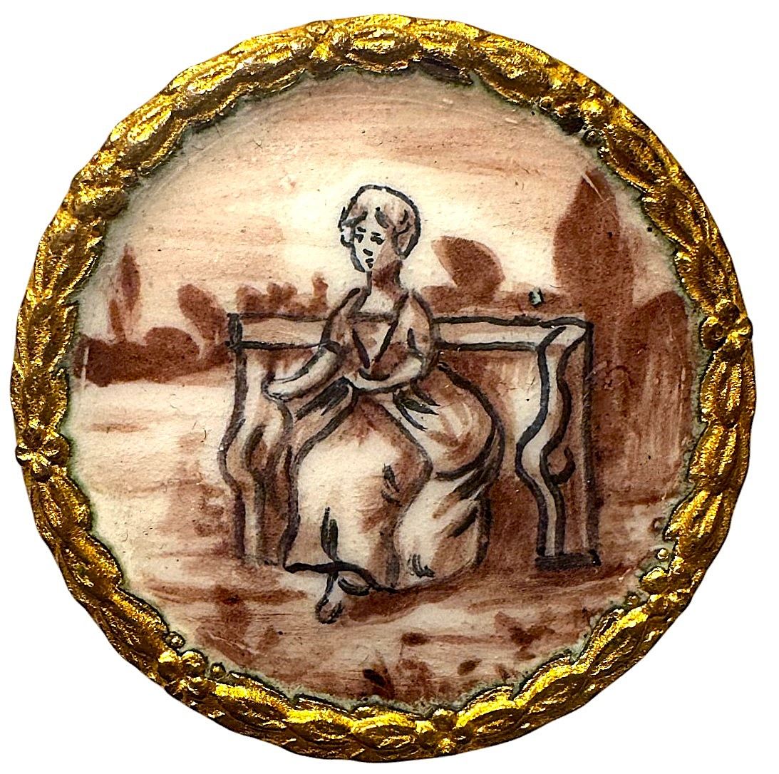 A large 19th century pictorial enamel button!