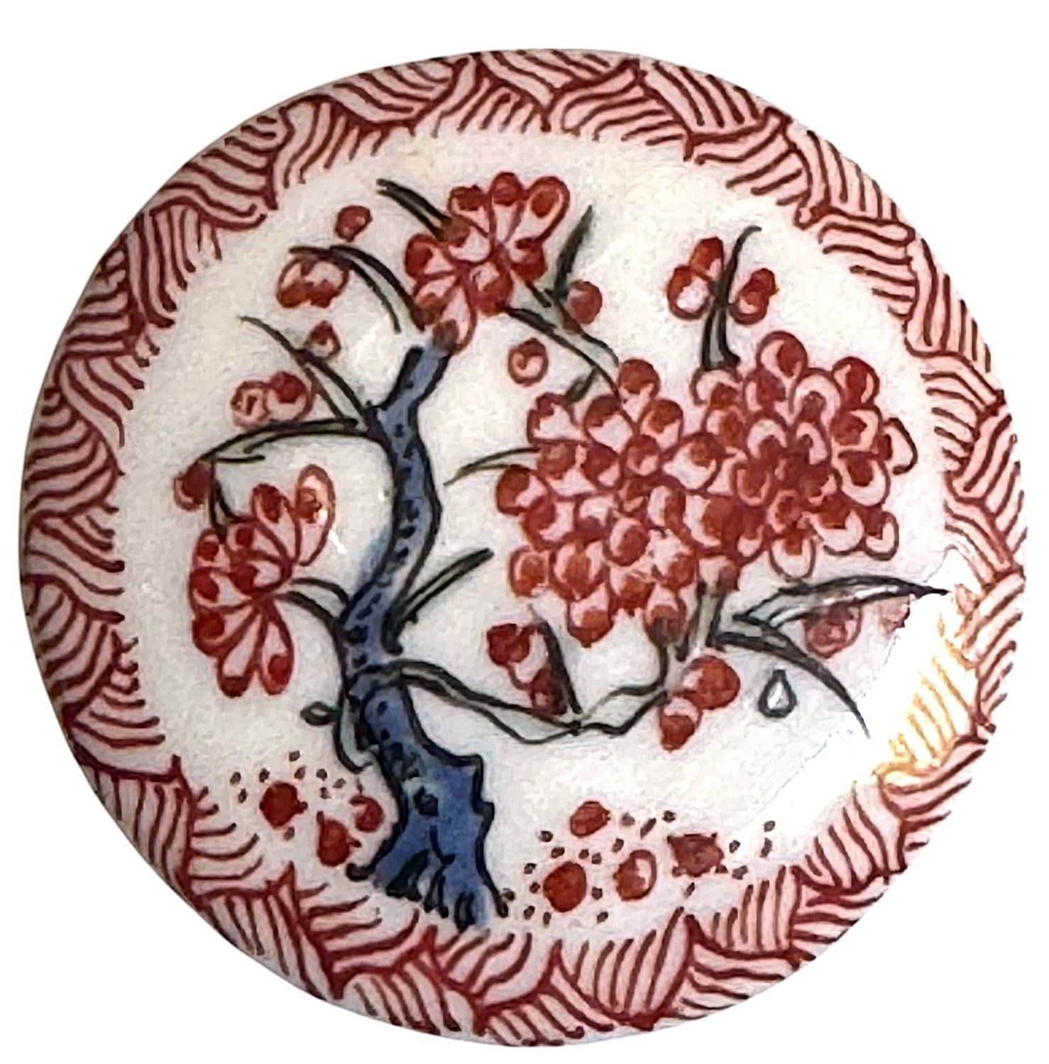 A beautiful large 19th century pictorial porcelain button!