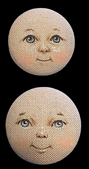 A pair of 2023 Florida Favor buttons by famous doll artist hand painted fabric buttons!