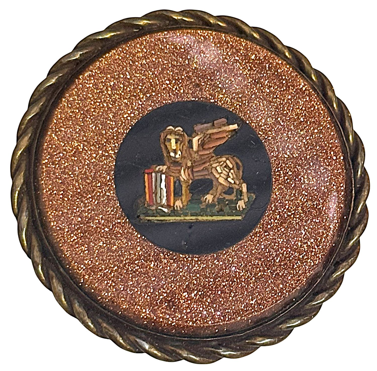 An incredible large size Micro Mosaic and goldstone button!