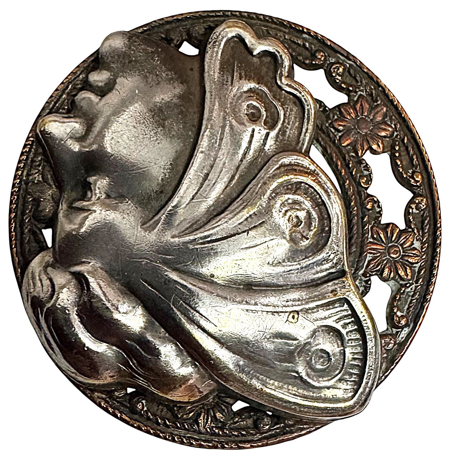 A wonderful large, pierced Art Nouveau Butterfly Button!