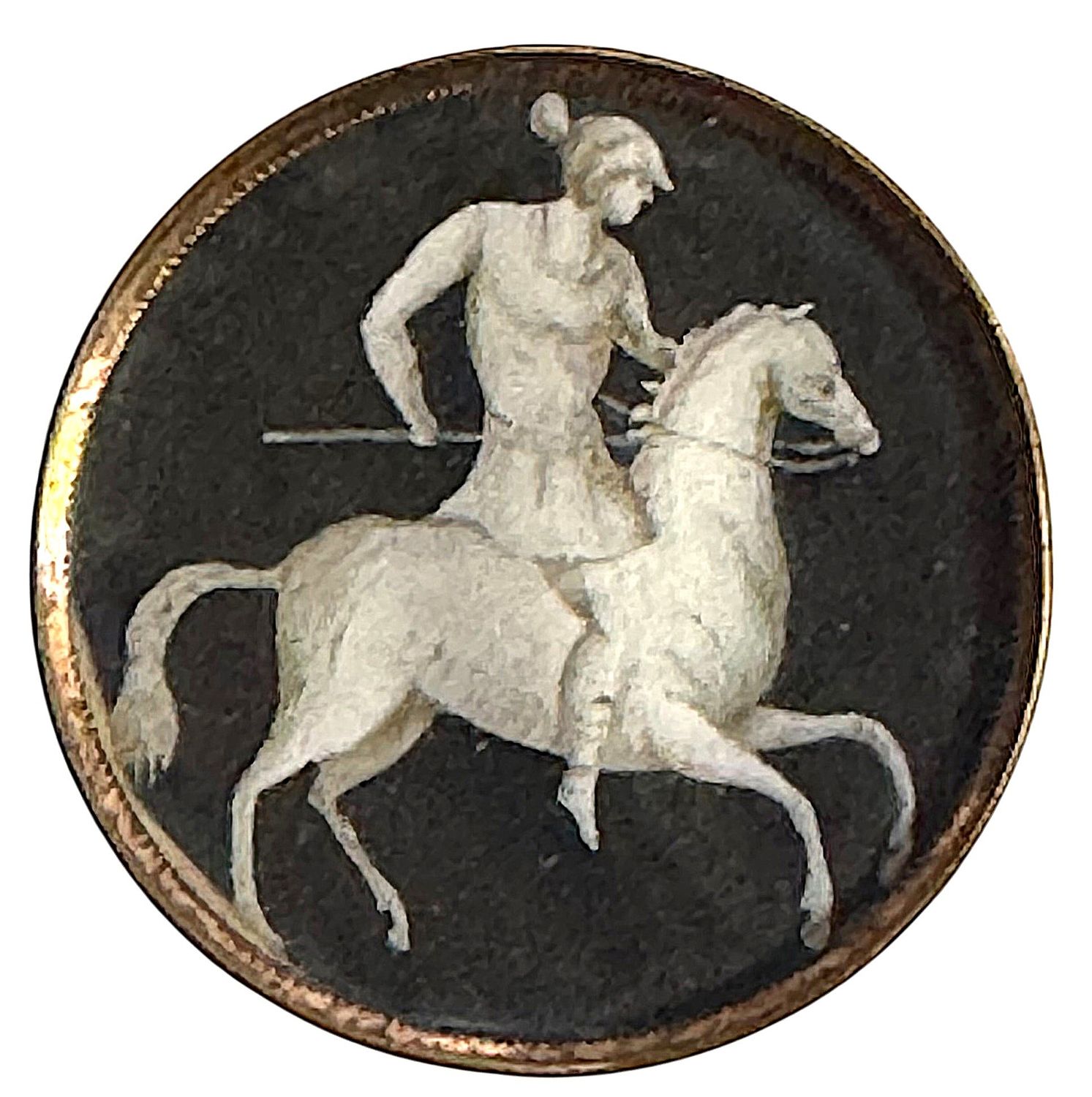 A detailed 18th century under glass hand painted button!