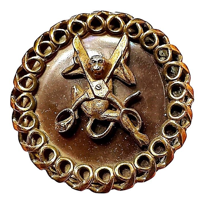 A most unusual 19th century pearl background button!