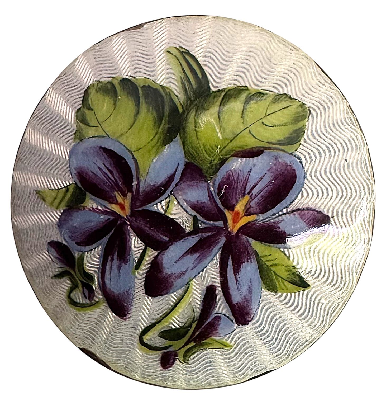 A beautiful Guilloche enamel floral design in colorful colors.