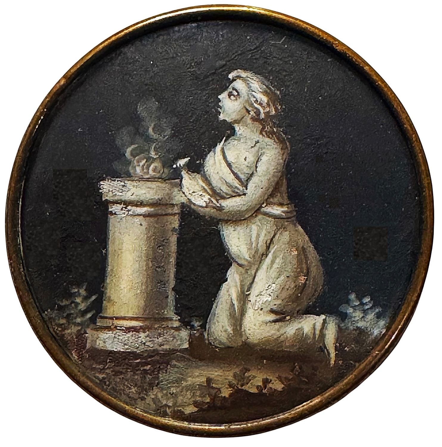 A magnificent hand painted under glass 18th century button!