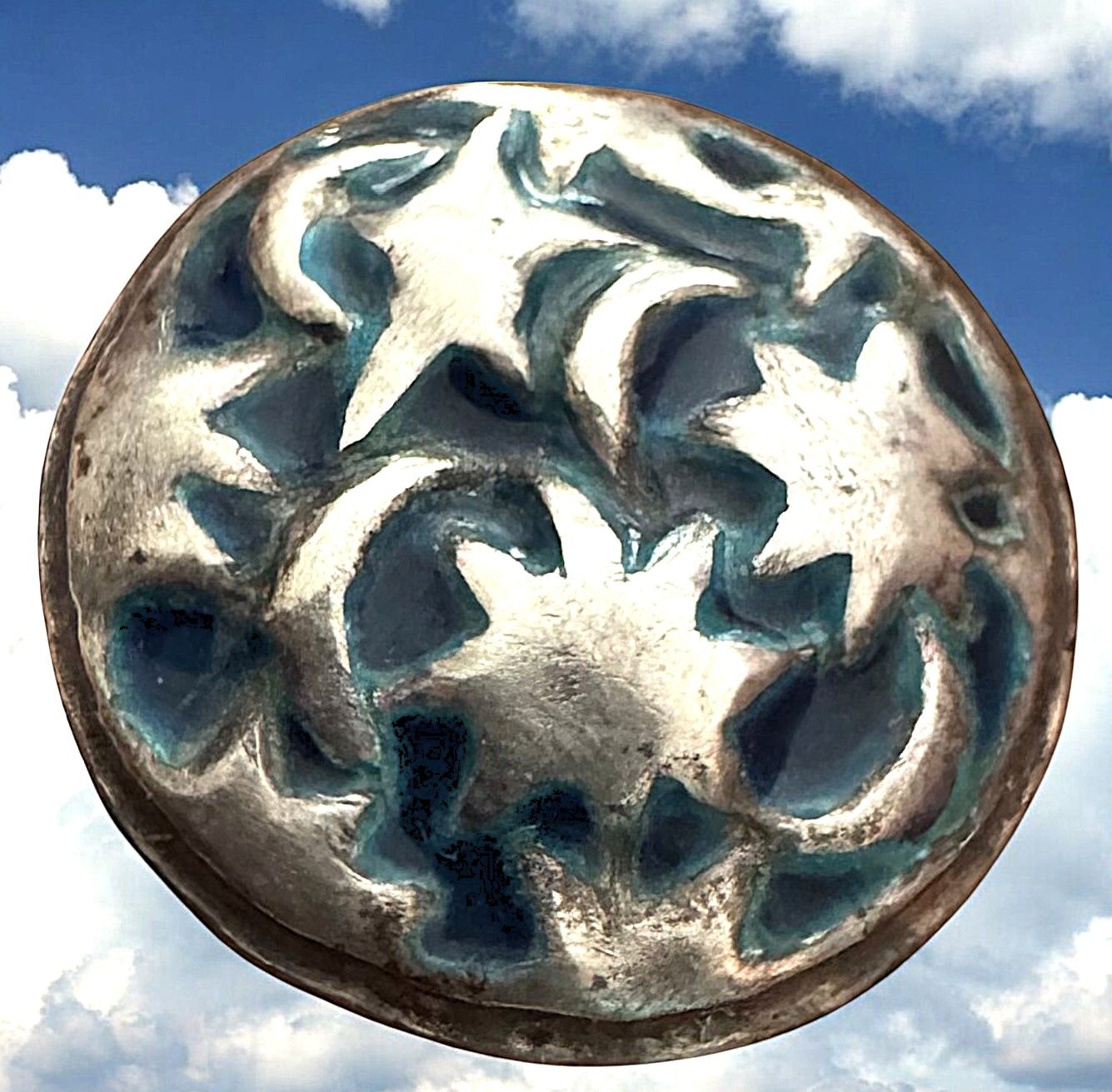 A gorgeous cobalt blue and silver Plique A Jour Enamel button!