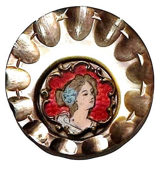A beautiful 19th century pearl and enamel button!