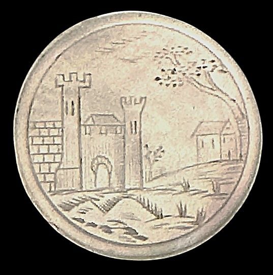 A wonderful hand engraved 18th century pearl scene button!