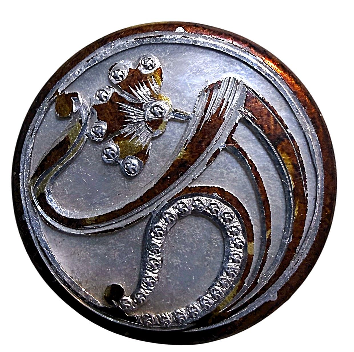 A large mid 19th century pearl background ALUMINIUM button!