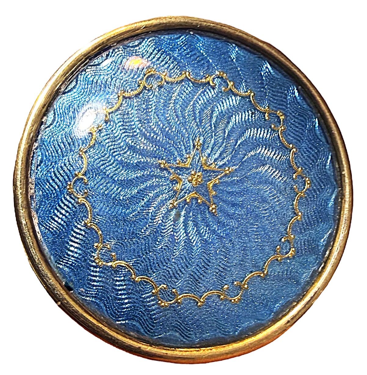 A large division one foil embedded Guilloche enamel button!