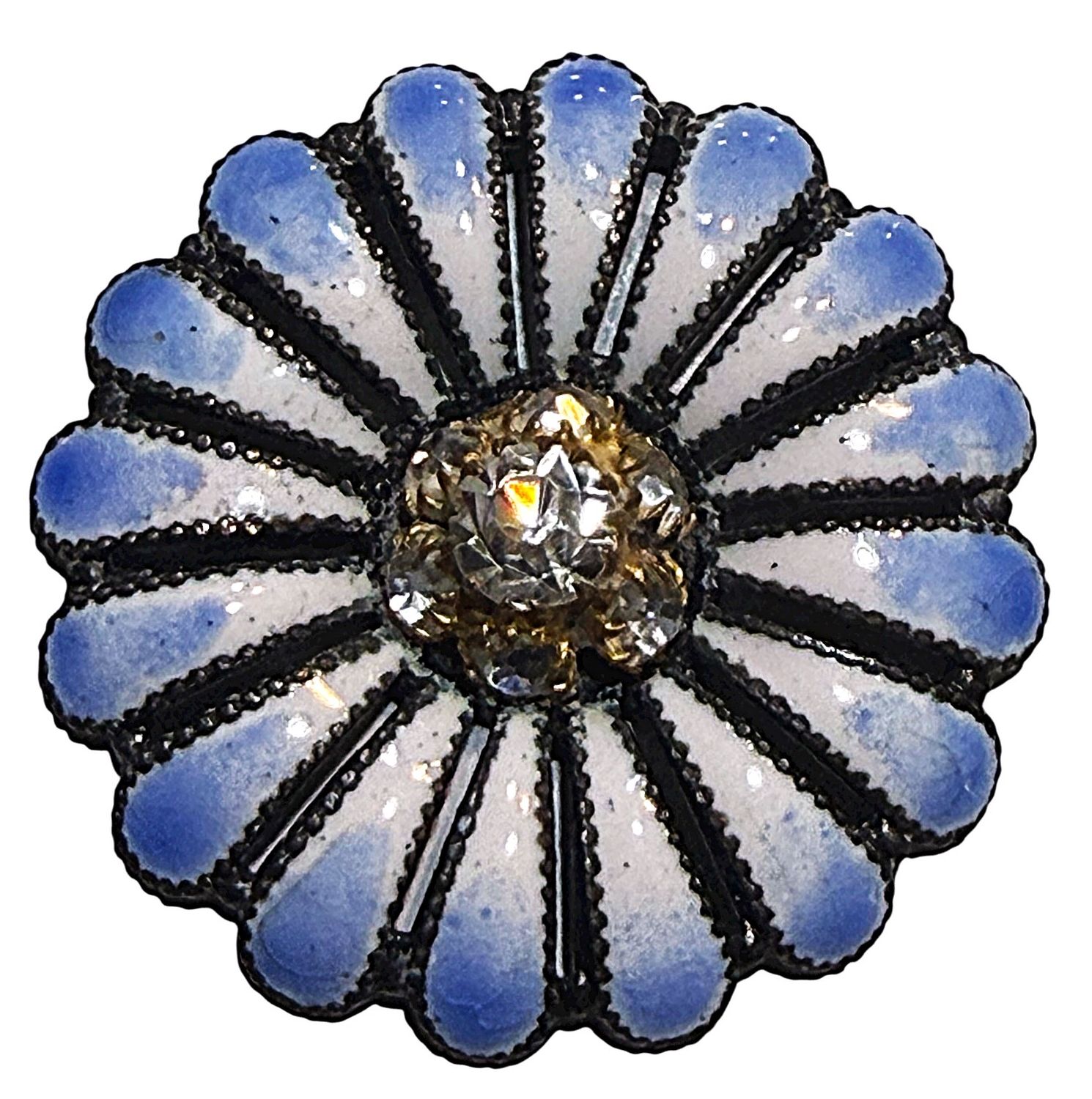 A lovely late 19th century paste centered enamel on silver button!