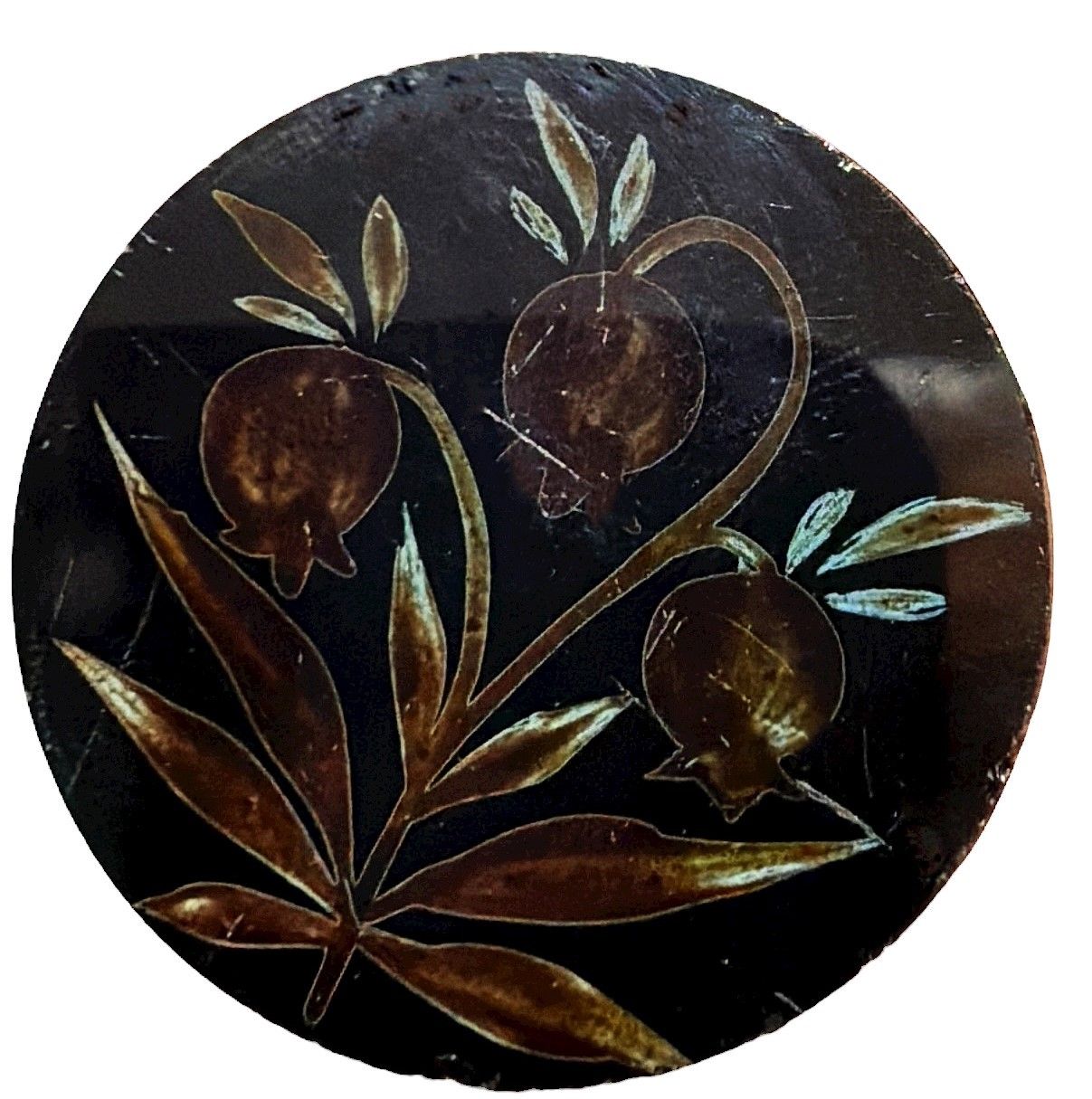 A division one rare black glass button.