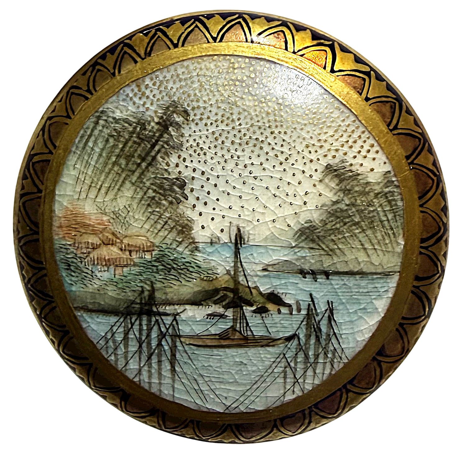 RARE EXQUISITE 19TH CENTURY SATSUAM SCENE 1  3/8"