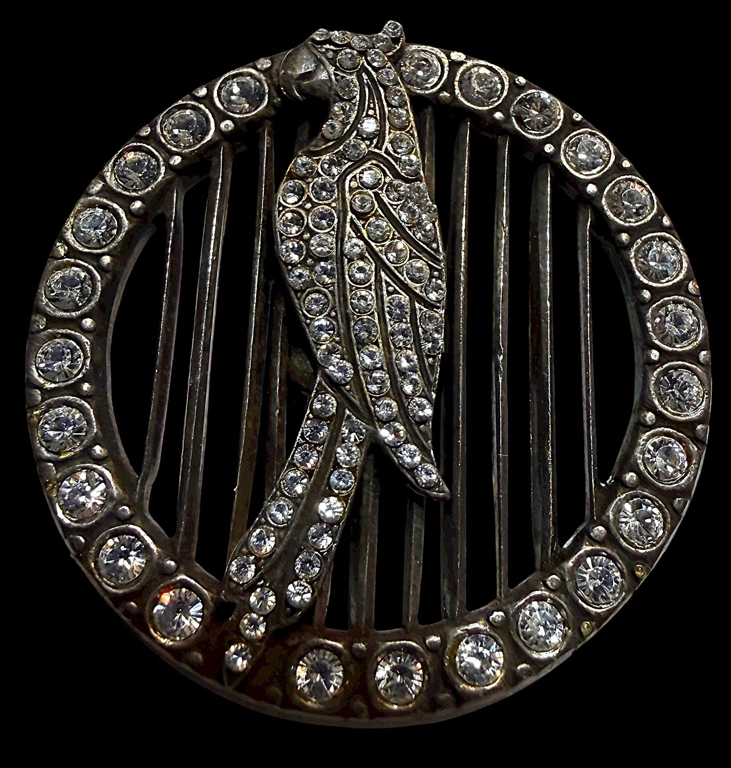 PIERCED SILVER AND PASTE JEWEL PARROT 1  1/2"