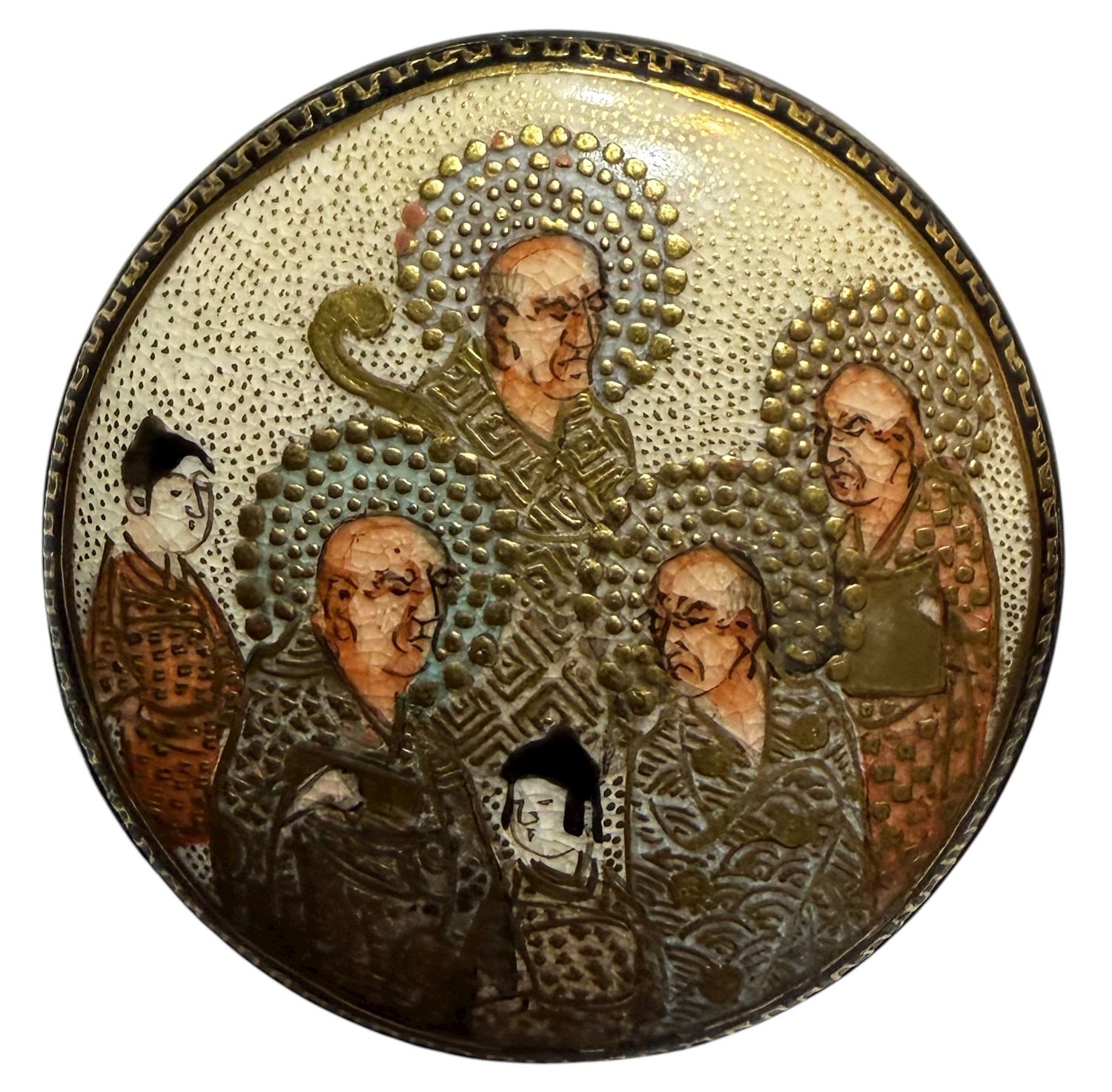 A DETAILED RARE 19TH CENTURY HEVY GILDED SATSUMA  1  9/16"