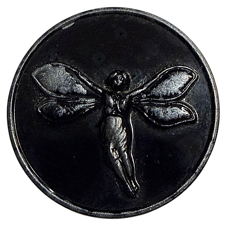 A very Rare large black glass pictorial button!
