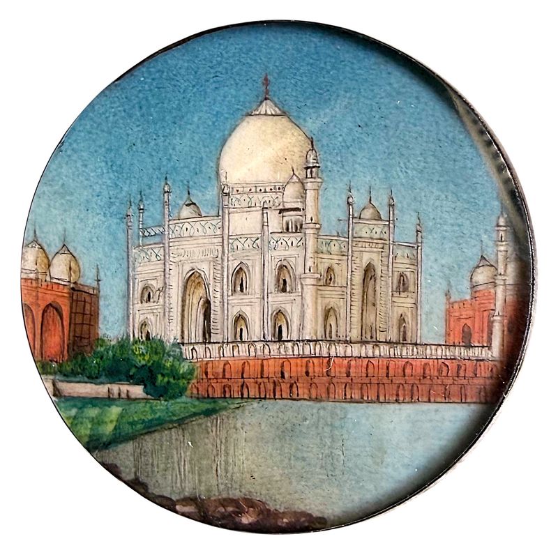 A Large 19th Century hand painting under glass button!