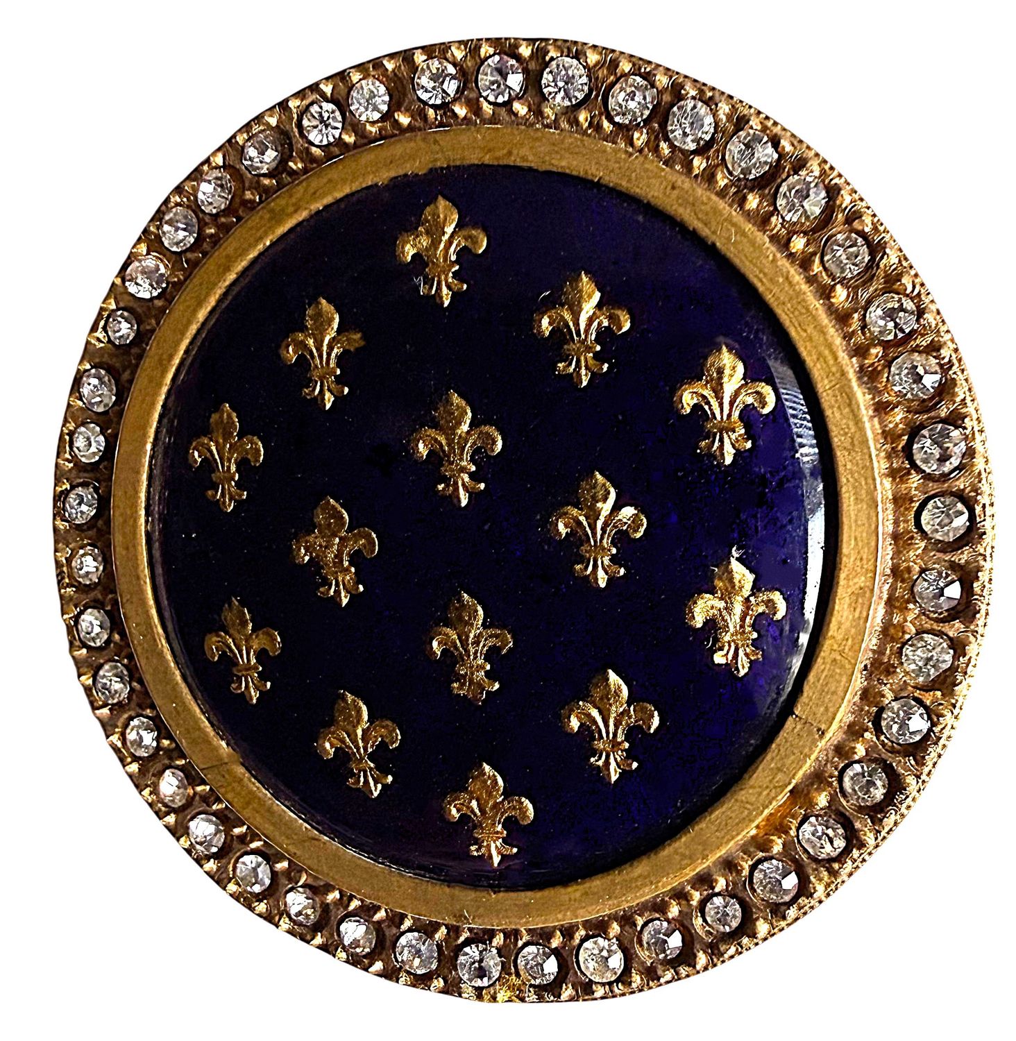 A GORGEOUS cobalt blue and gold Paillon enamel button!