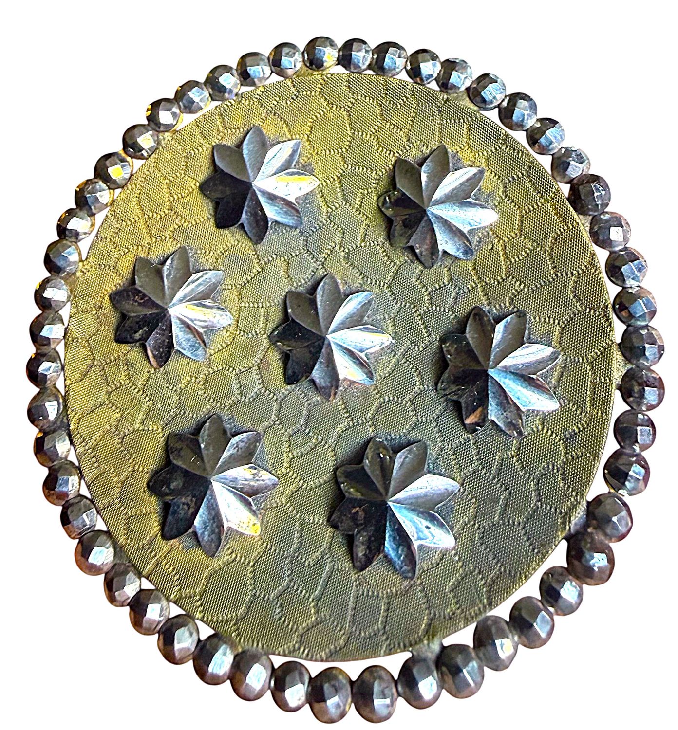 An unusually large 19th century concave brass and steel button!