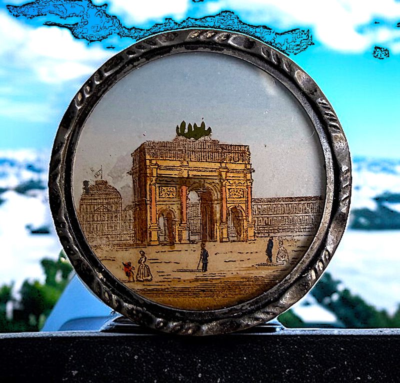 A beautiful "Grand Tour" painting under glass button!