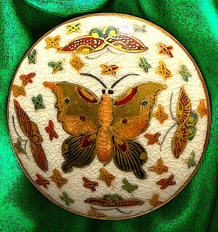 EXTRA ARGE EARLY 20TH CENTURY BUTTERFLY SATSUAM BUTTON!