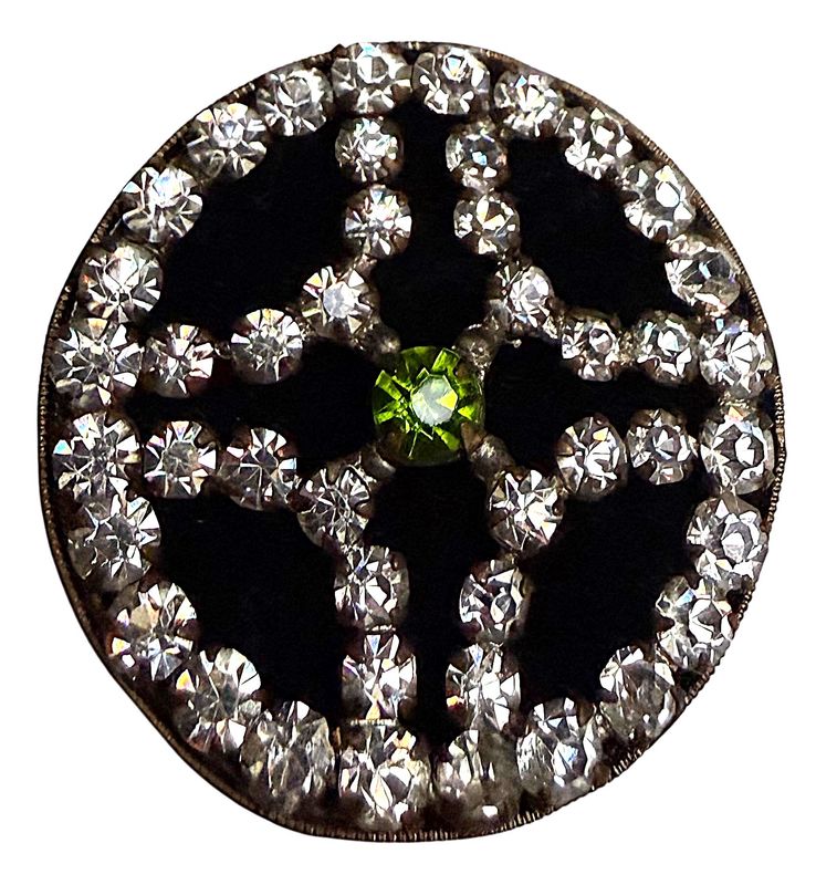 A RARE 19th century Black Velvet background jeweled button!