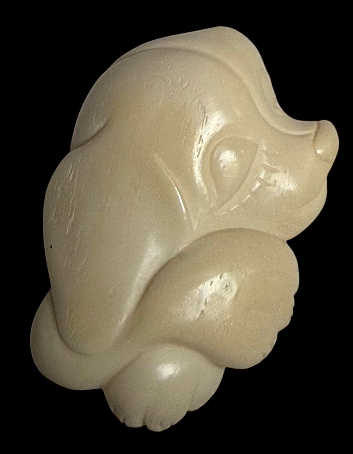 A large realistic shape finely carved natural material Dog head!