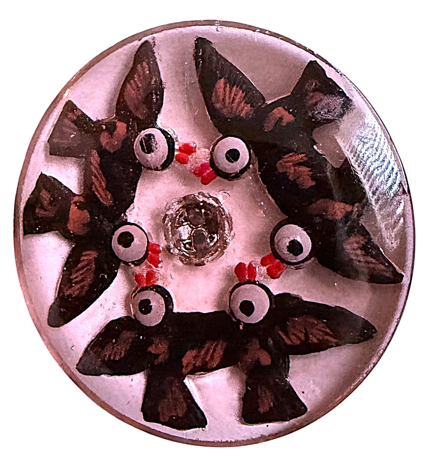 A VERY COOL LARGE REVERSE INTAGLIO BIRD BTTON