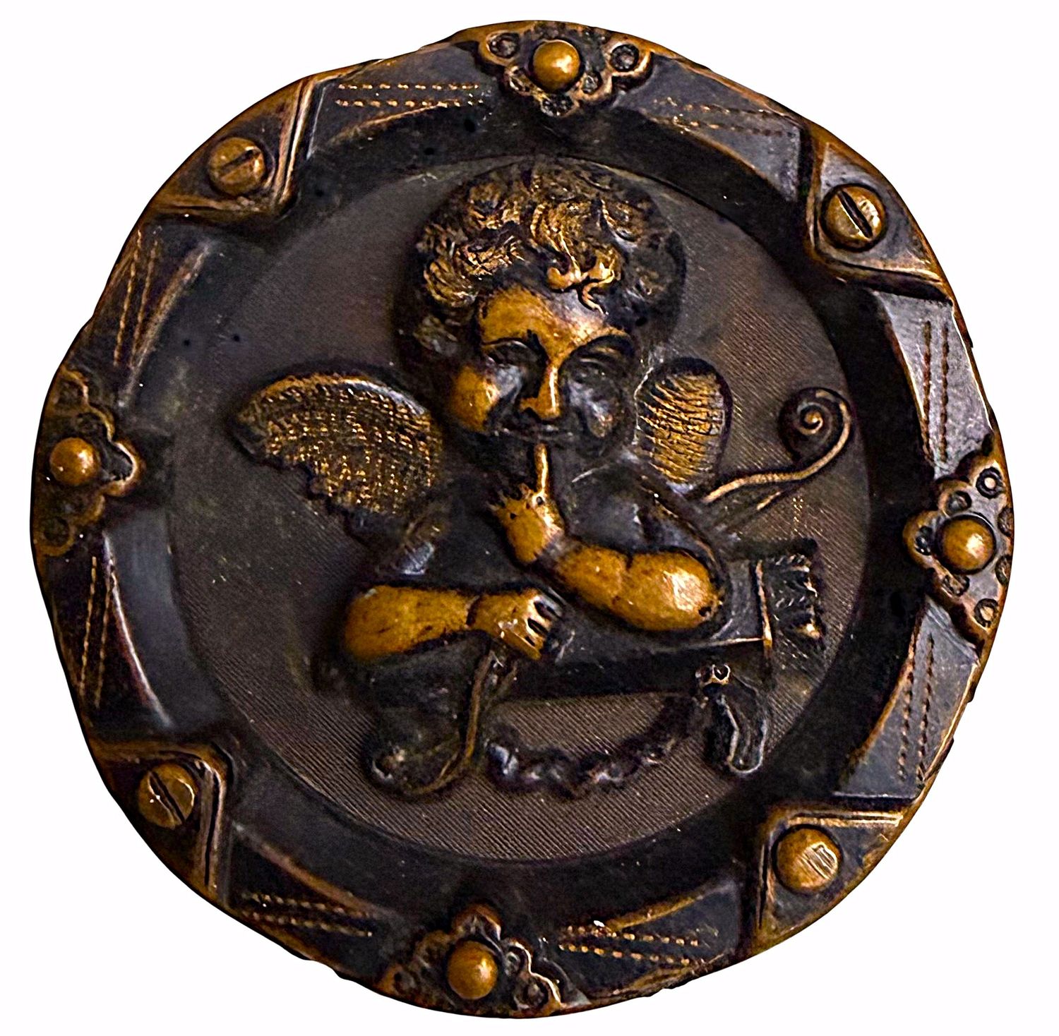 A DIVISION ONE BRASS FAUX HANDKERCHIEF CORNER BUTTON