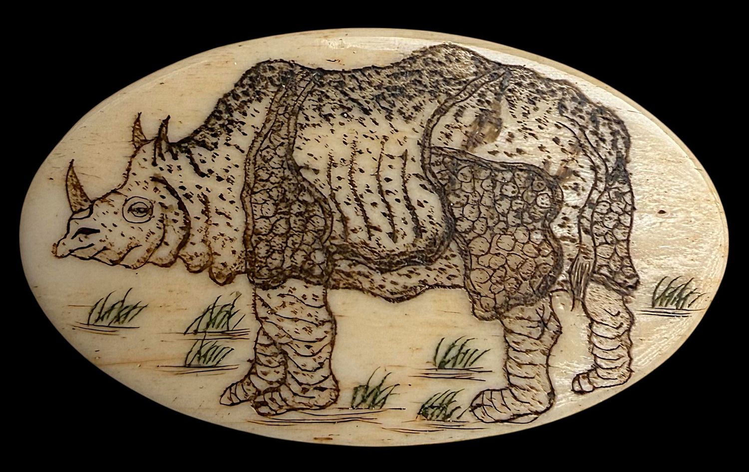 A division three engraved and signed large Bone button